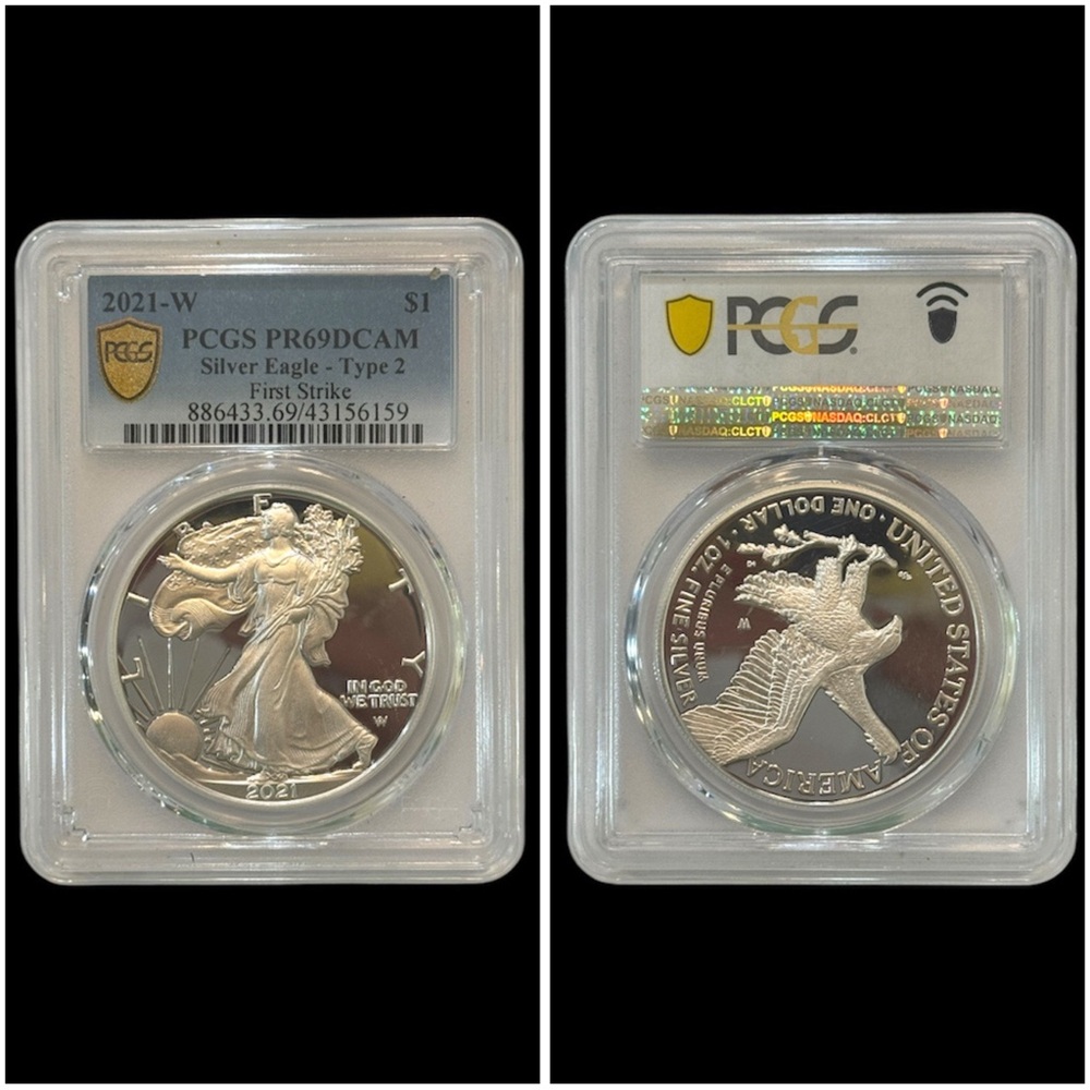 2021-W PCGS PR69DCAM Silver Eagle - Type 2 First‎ Strike Deep Cameo
